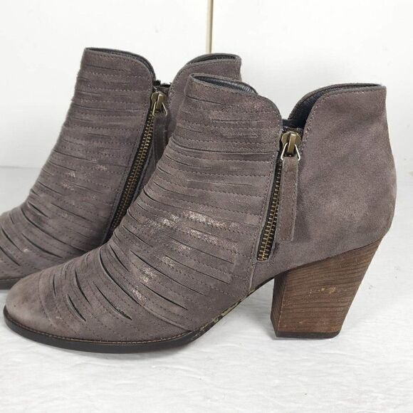 Paul Green Women's Malibu US7,5-8 AU5 Leather Sliced Metallic Earth Ankle Boots - Picture 2 of 13